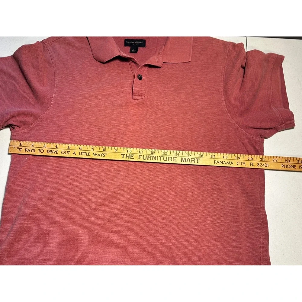 Banana Republic Mens Large Red Textured Cotton Short Sleeve Polo Shirt RN54023